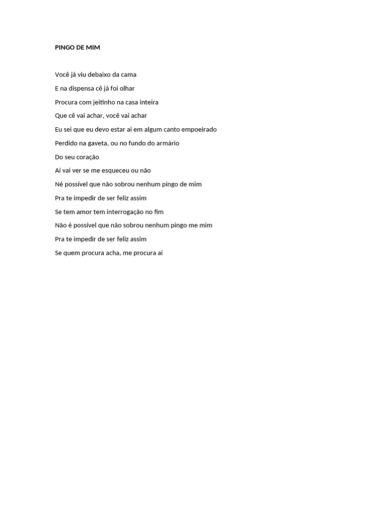 Pingo de Mim: Reflexões sobre Amor | PDF