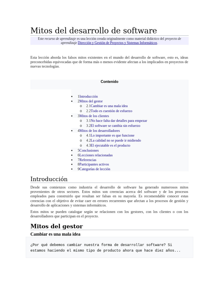 Mitos Comunes en el Desarrollo de Software | PDF | Software ...