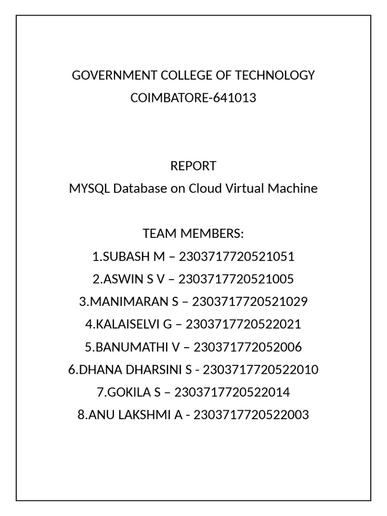 Cloud Report | PDF | My Sql | Databases