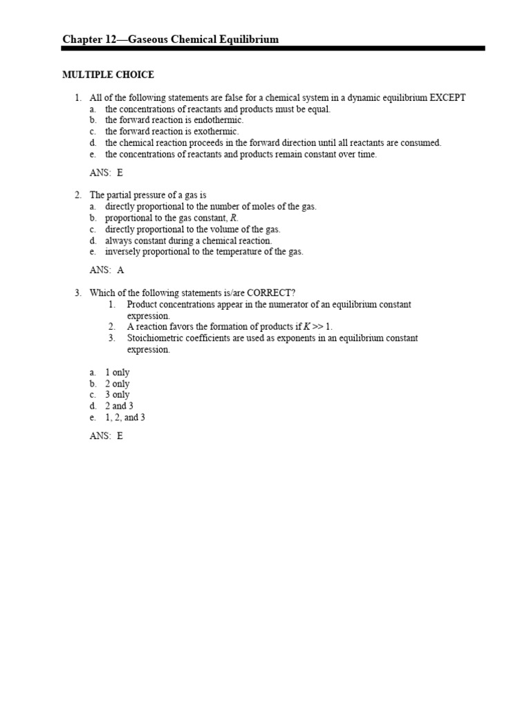 Equilibrium Constant Calculations | PDF | Chemical Equilibrium ...