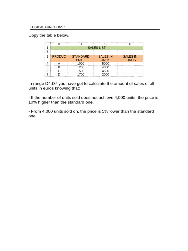 Logical Functions 1 | PDF