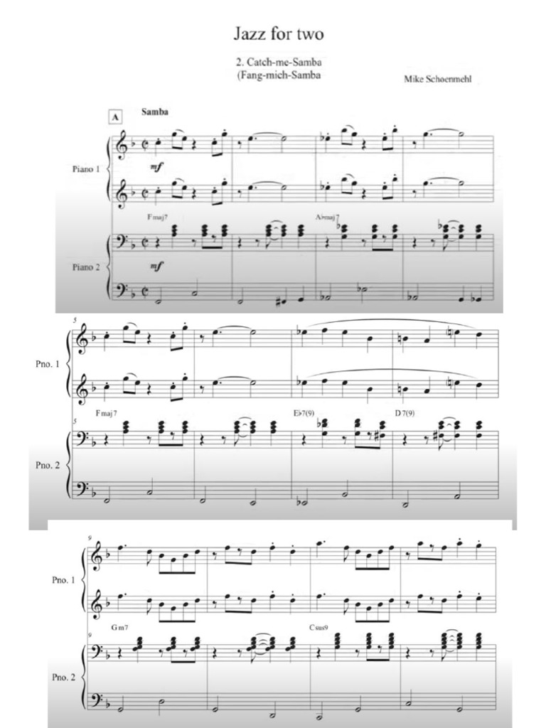M. Schoenmehl - 2. Catch-Me-Samba (Jazz For Two) For Piano Four