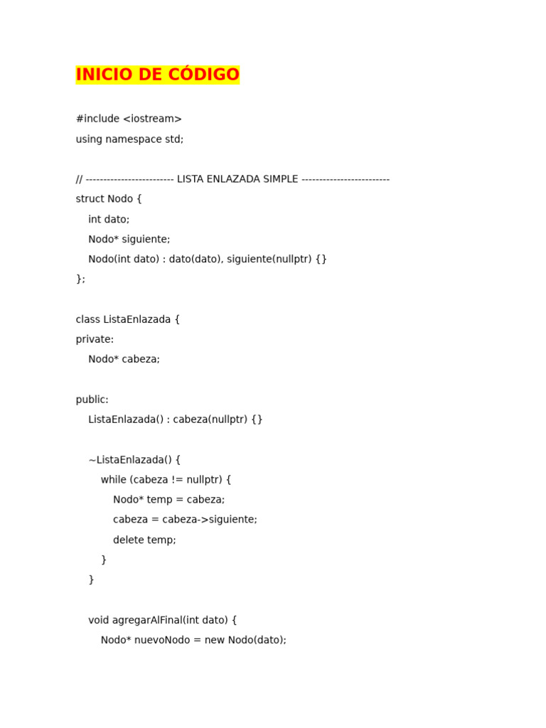 Implementación de Listas Enlazadas en C++ | PDF | Cola (tipo de datos ...