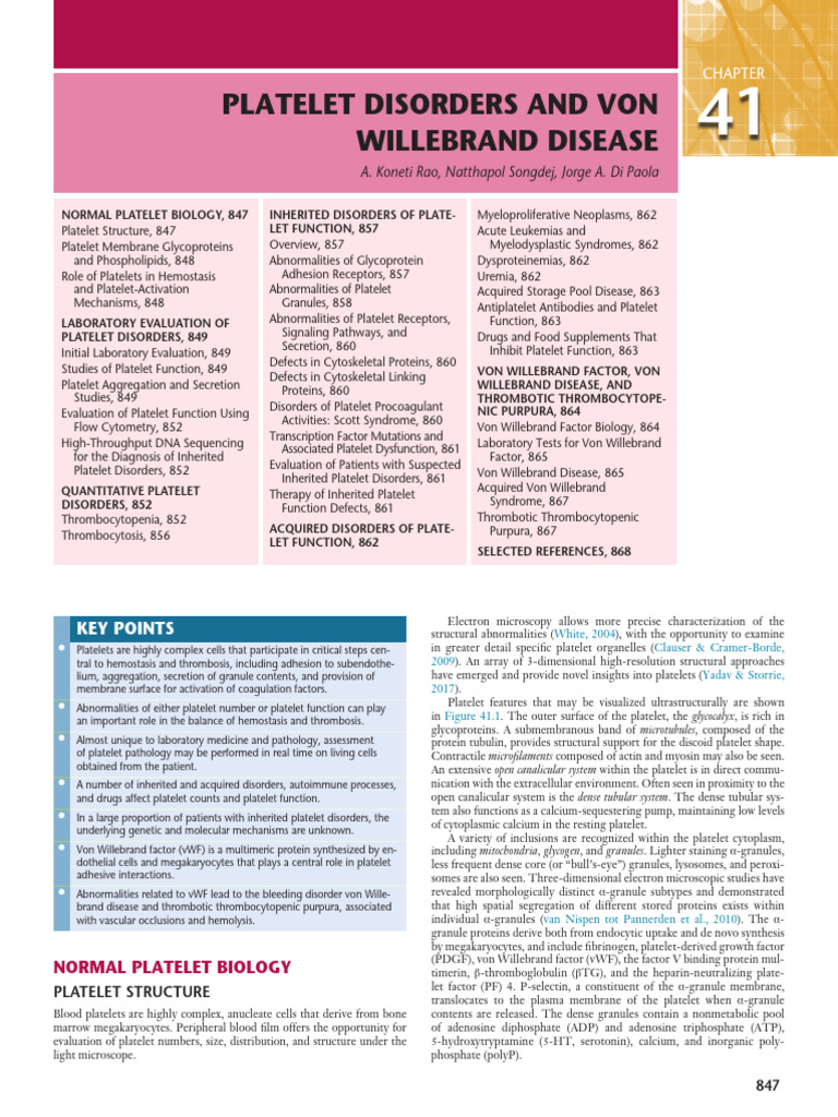 Platelets and VWF | PDF | Platelet | Coagulation