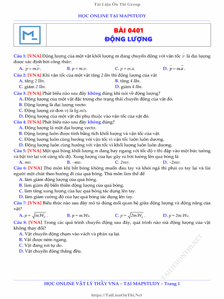 Test 0401 - Bài Thi Online | PDF