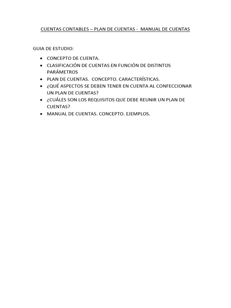 Guia de Estudio-Cuentas-Plan de Cuentas - Manual de Cuentas | PDF