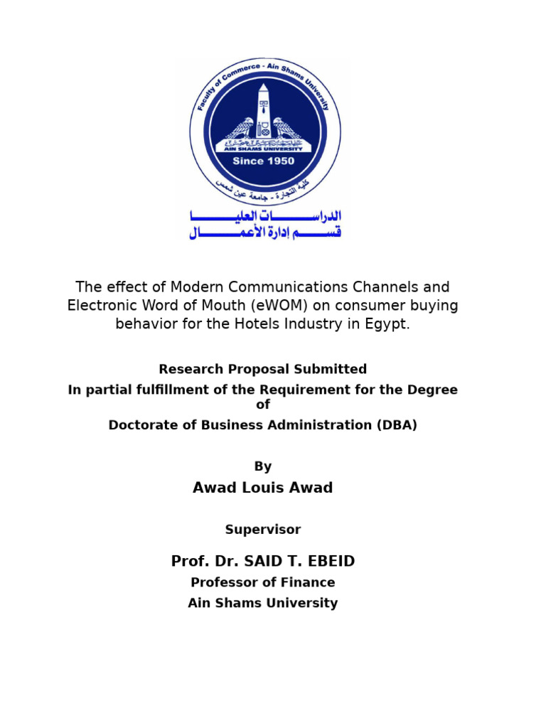 Research Proposal - Awad Louis 2 | PDF | Type I And Type Ii Errors ...