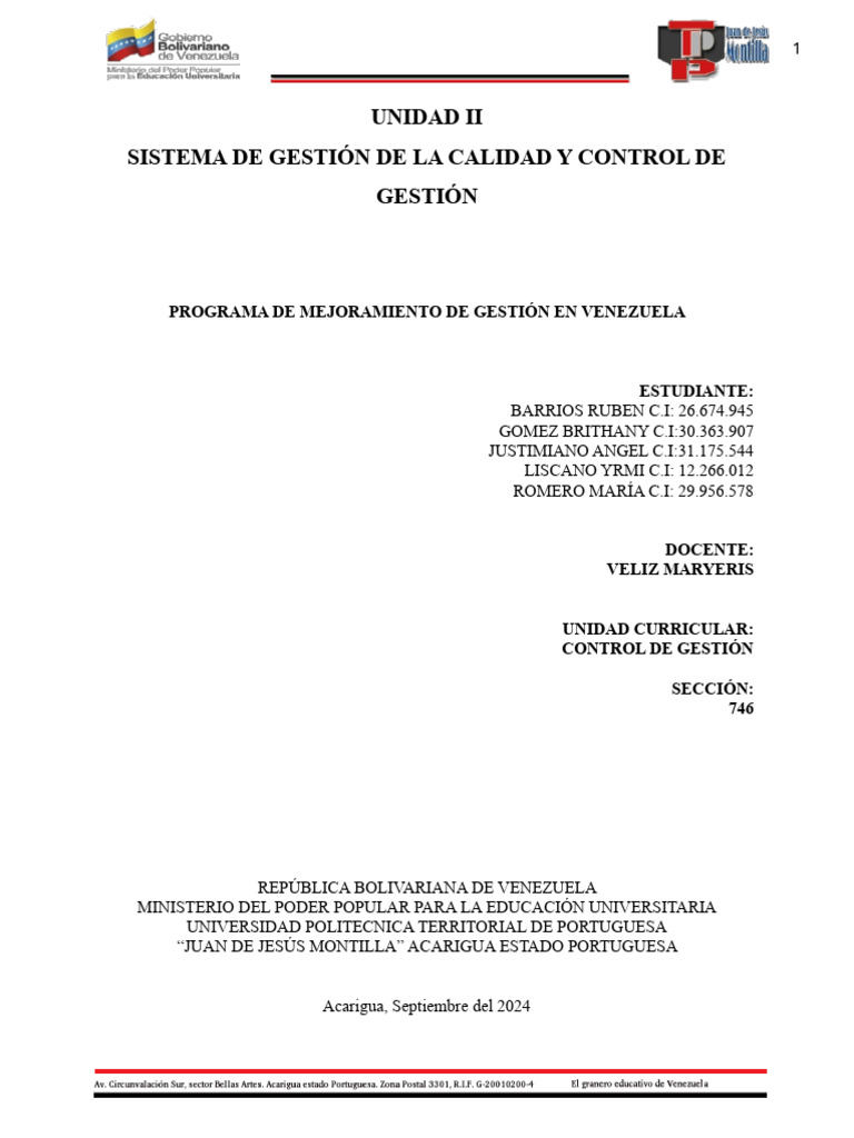Control de Gestion Unidad Ii 746 | PDF | Calidad (comercial) | Sistema ...