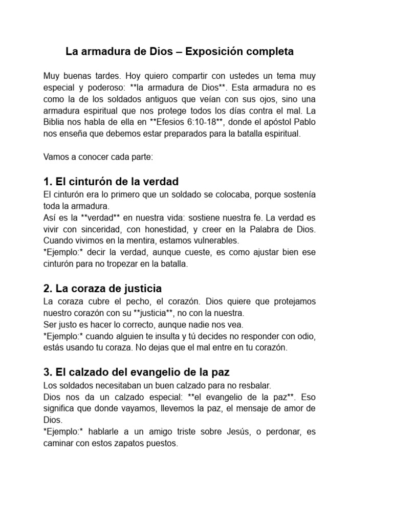 La Armadura Espiritual de Dios | PDF | Oración | Dios