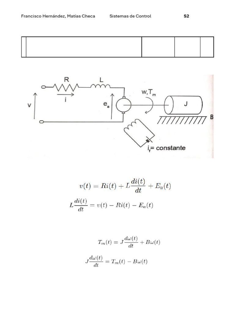 Modelado Matemático de Motor DC | PDF | Ecuaciones | voltaje