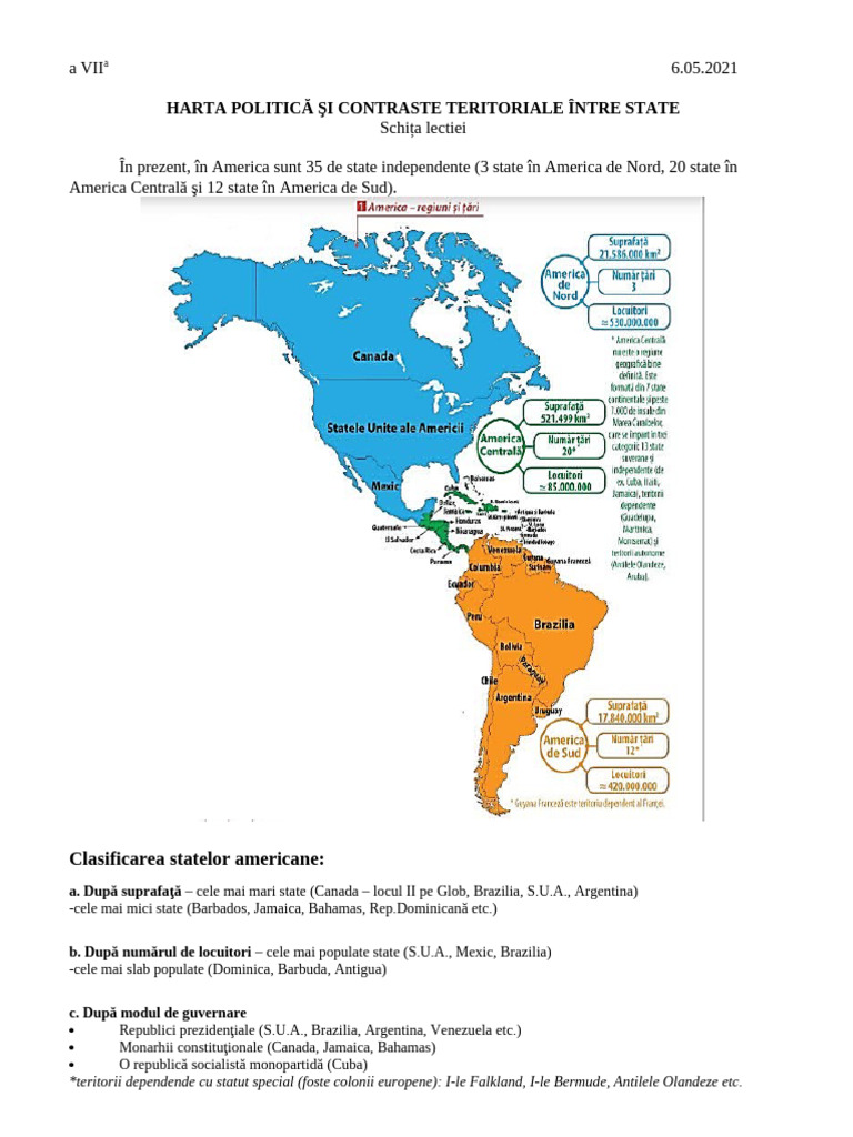 America Harta Politica Si Clasificari State A7a | PDF