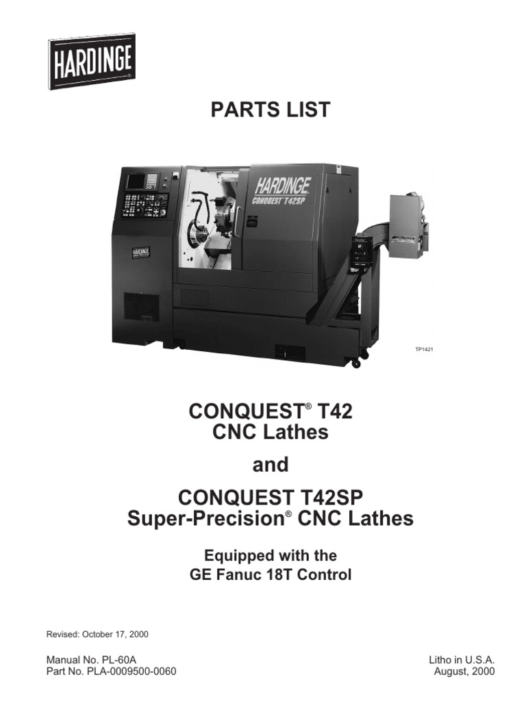 Conquest T42 CNC Lathes Parts List | PDF | Machines | Machine Tool