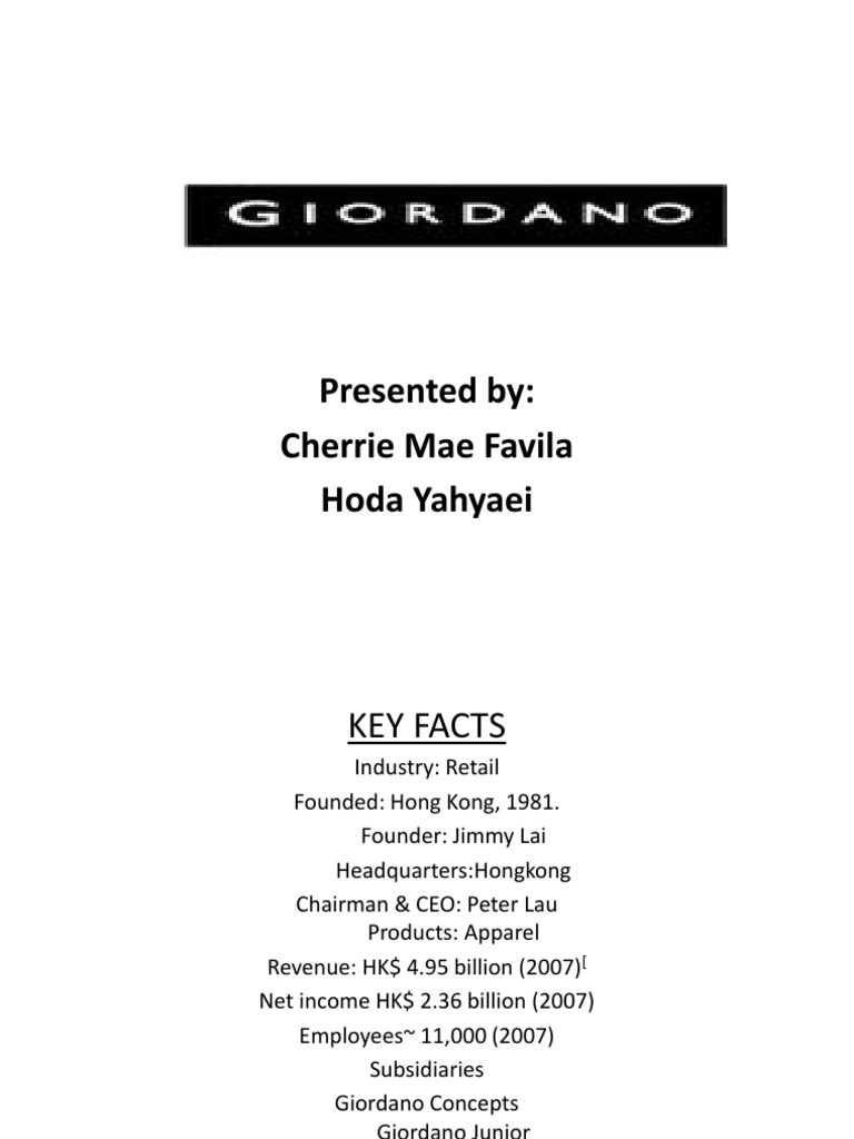 Giordano case study ppt image