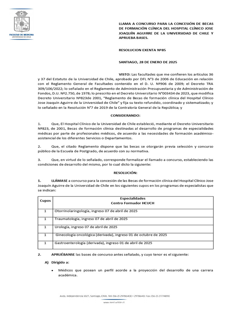 Convocatoria Becas Formación Clínica 2025 | PDF | Diploma | Universidad