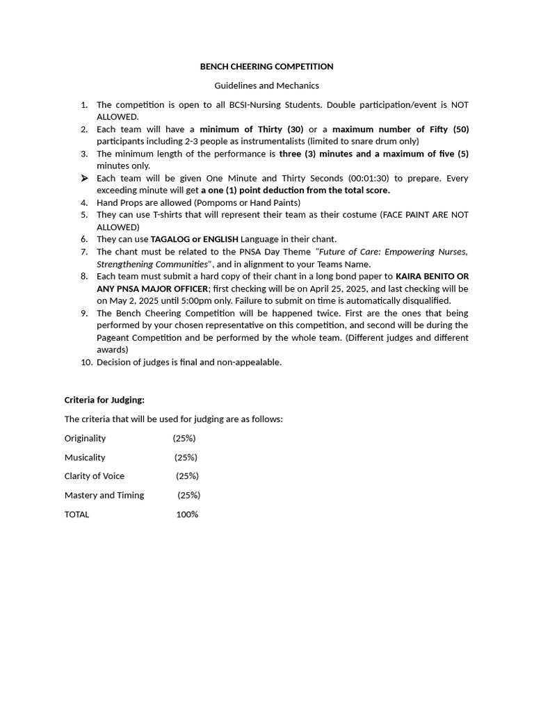 Bench 20 Cheering 20 PNSA | PDF