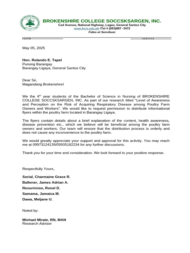 Implement-Letter To Brgy-Research | PDF