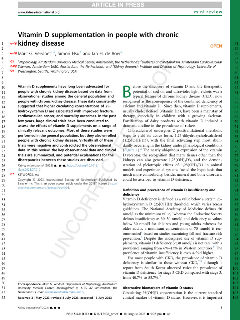 Vitamin D in Chronic Kidney Disease | PDF | Vitamin D | Chronic Kidney ...