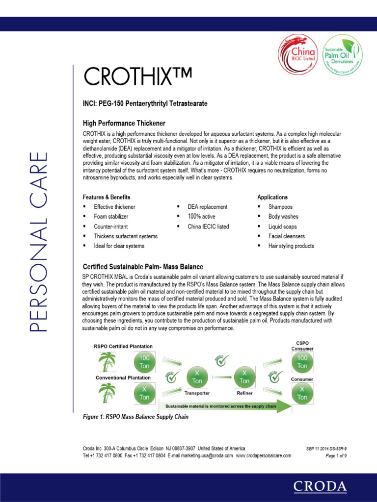 Crothix: High-Performance Thickener | PDF | Shampoo | Cell Membrane