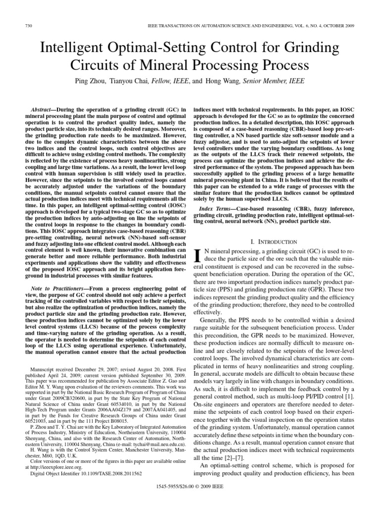 69 - Intelligent Optimal-Setting Control For Grinding Circuits of ...