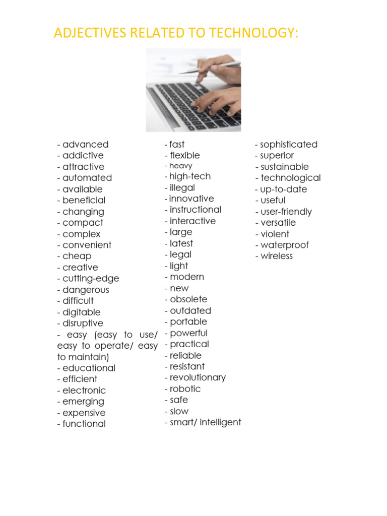 Adjectives for Describing Technology | PDF