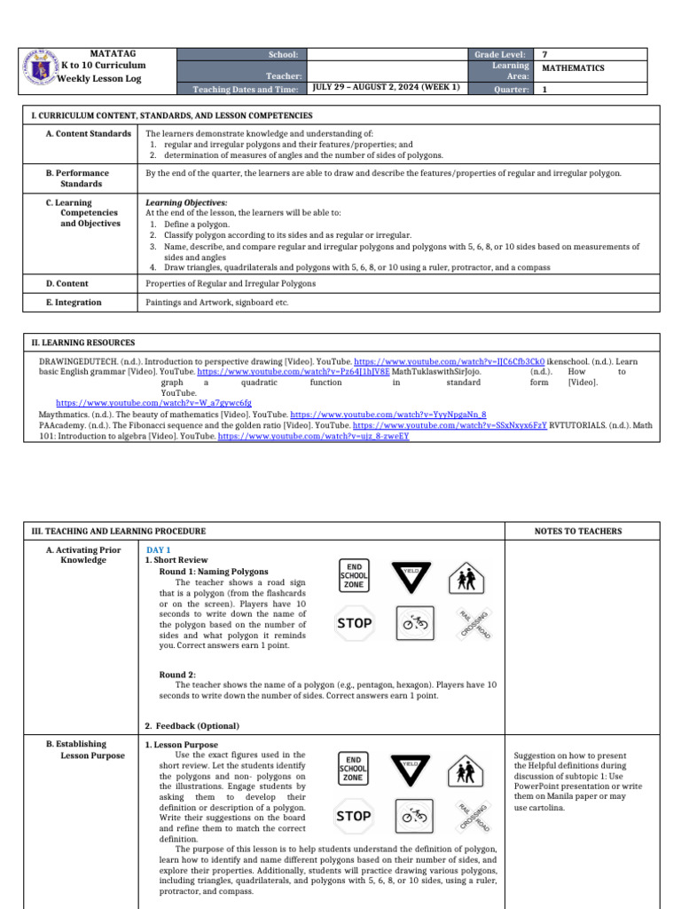 Understanding Polygons in Grade 7 Math | PDF | Polygon | Circle