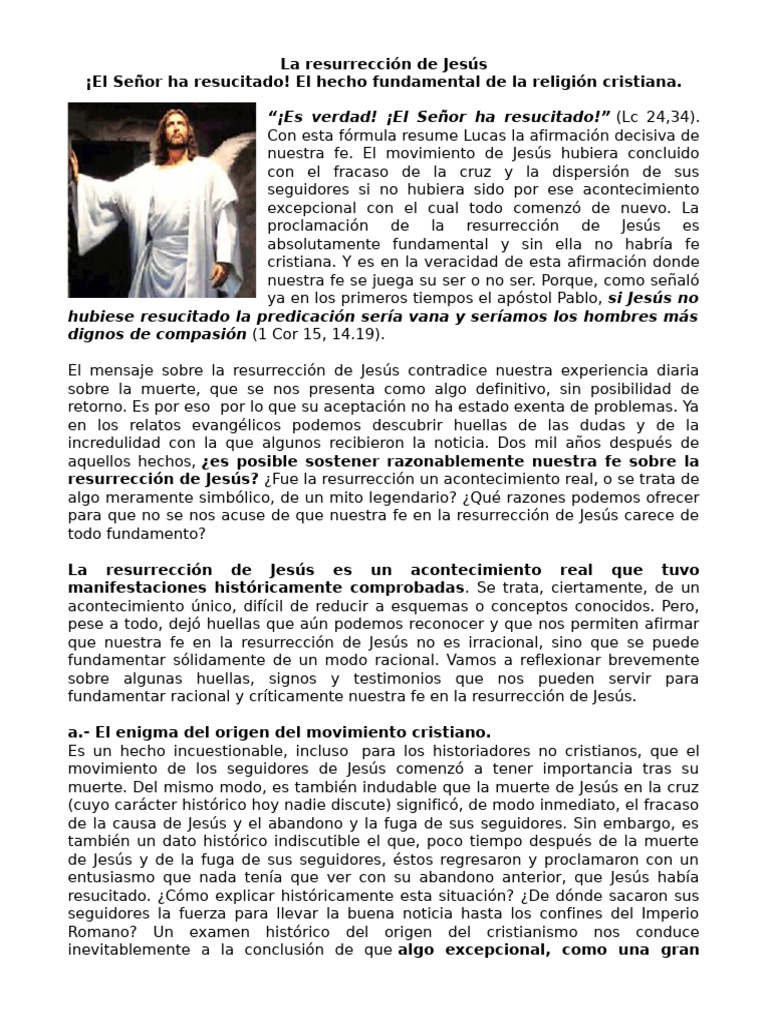 La Resurrección de Jesús: Fe y Evidencias | PDF | La resurrección de ...