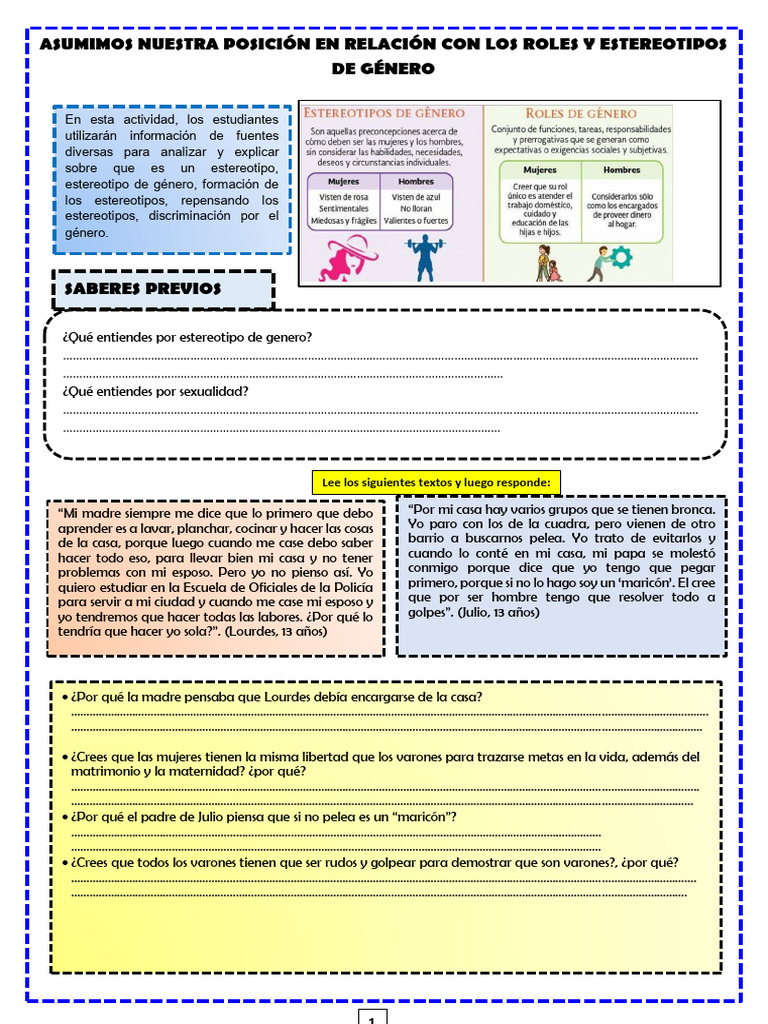 ROLES Y ESTEREOTIPOS DE GENERO (3) | PDF | Estereotipos | Mujer