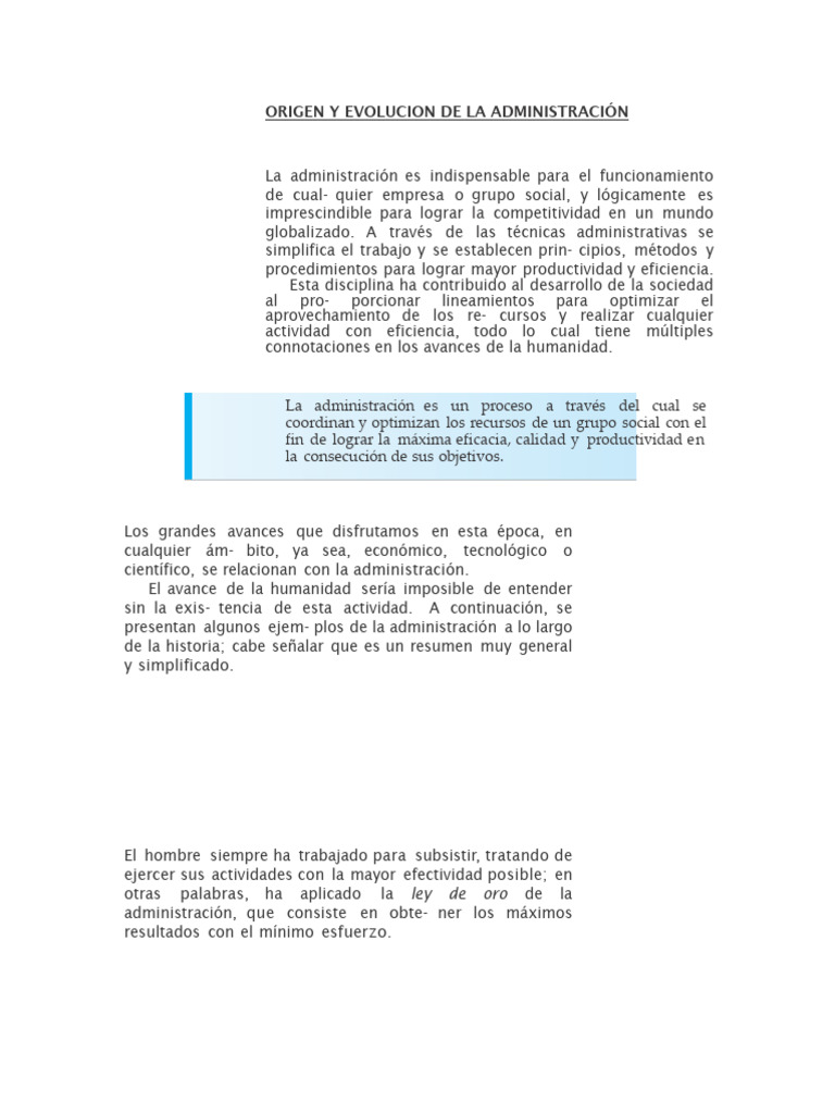 Evolución de la Administración a lo Largo del Tiempo | PDF | Ingeniería ...