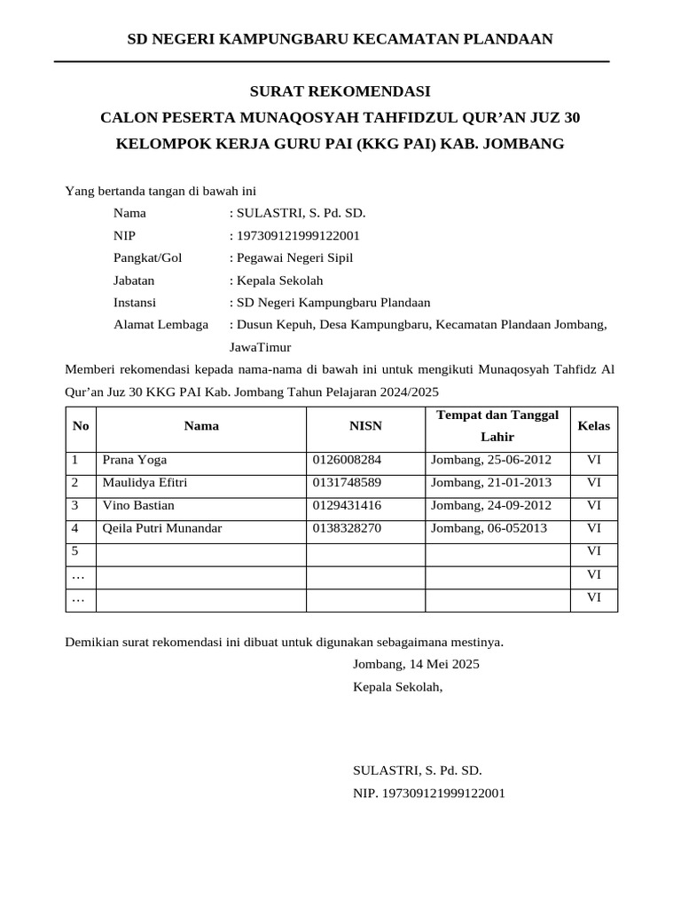 Rekomendasi Munaqosyah Tahfidz Juz 30 | PDF