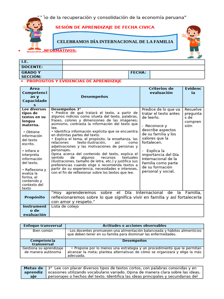 3° Ses Fcivica Dia de La Familia 933623393 Yessenia Carrasco | PDF ...