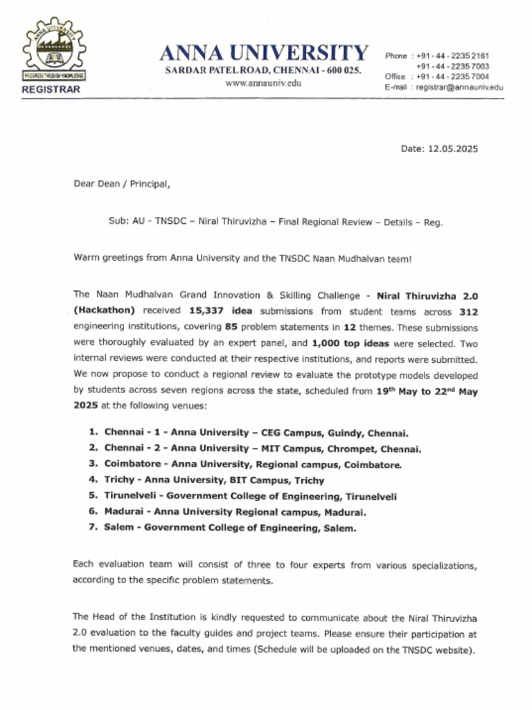 Registrar Letter To Institutions | PDF