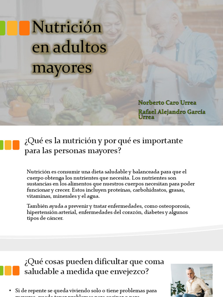 Nutrición Saludable para Adultos Mayores | PDF | Alimentos | Nutrición