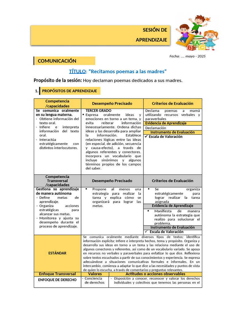 09 Mayo - Comunicacion - Tercer Grado | PDF | Aprendizaje | Evaluación