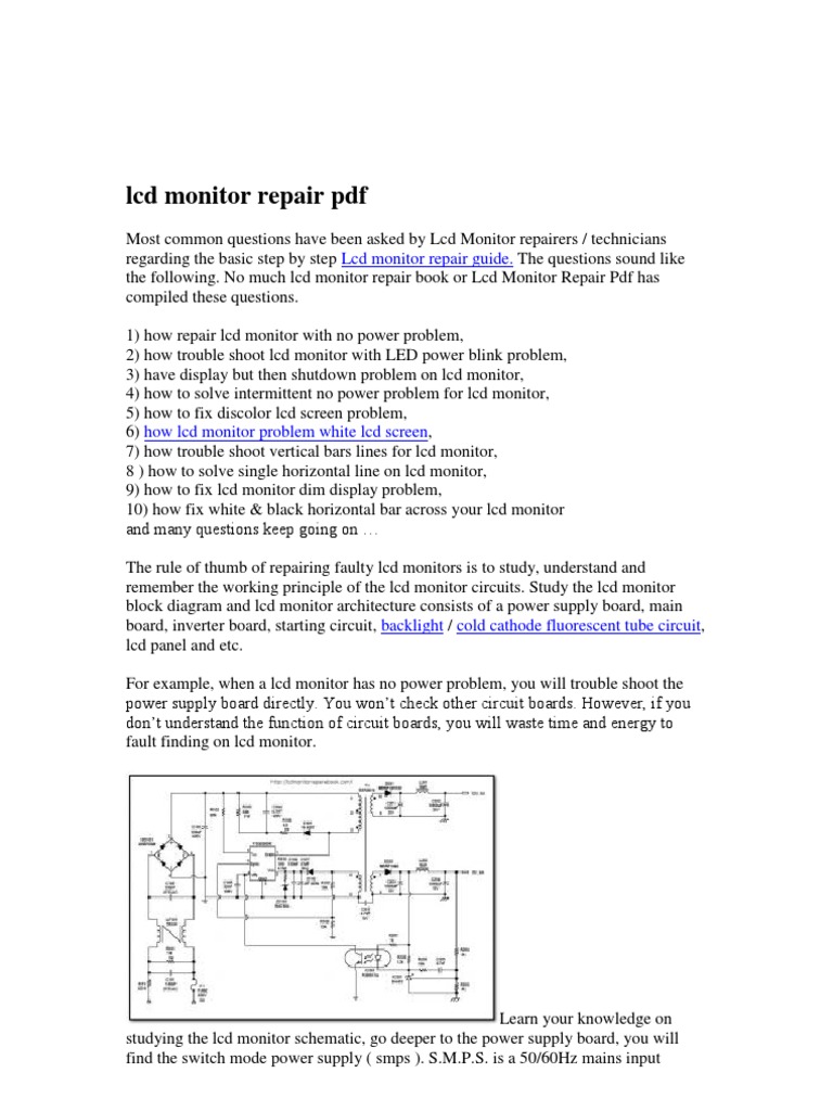 LCD Monitor Repair PDF PDF Soldering Power Inverter