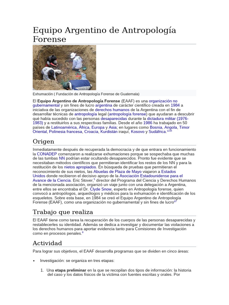 EAAF: Antropología Forense y DDHH | PDF | Ciencia forense | Argentina