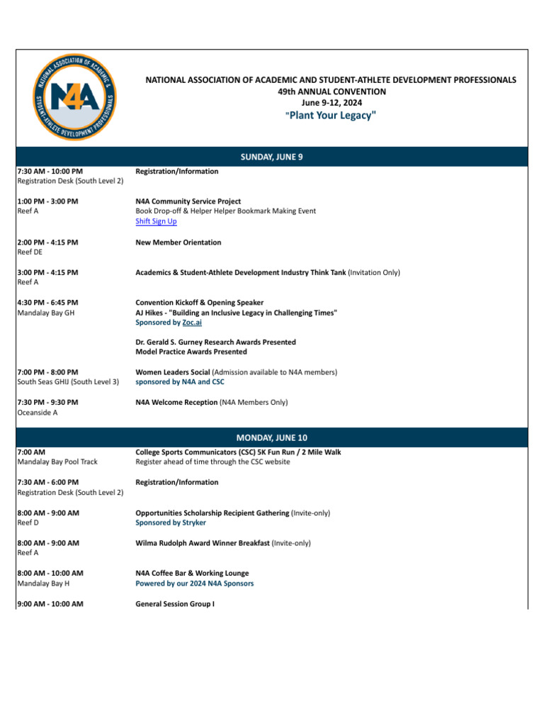 N4A 49th Annual Convention Overview | PDF | National Collegiate ...