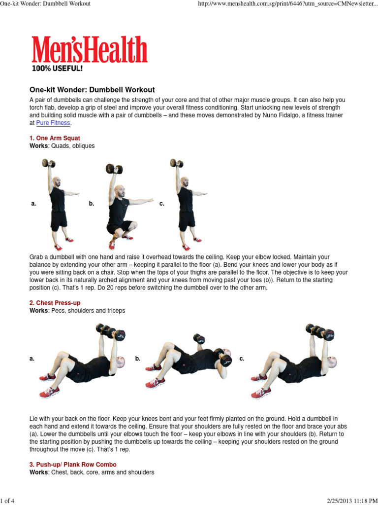 Dumbbell Workout Guide for Core Strength | PDF | Physical Fitness ...