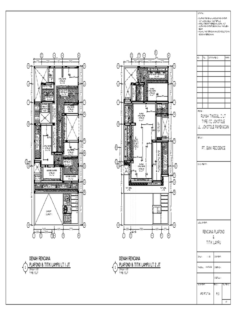 Denah Rencana Plafond & Titik Lampu LT 1 JT Denah Rencana Plafond ...