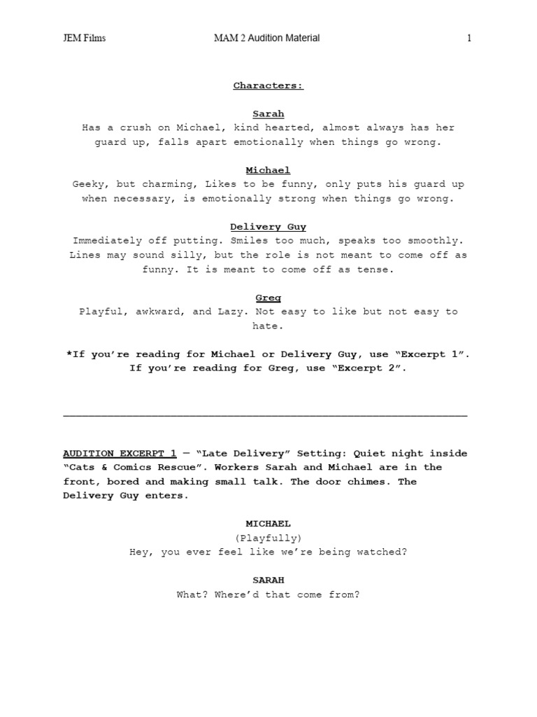 MAM 2 Audition Material | PDF