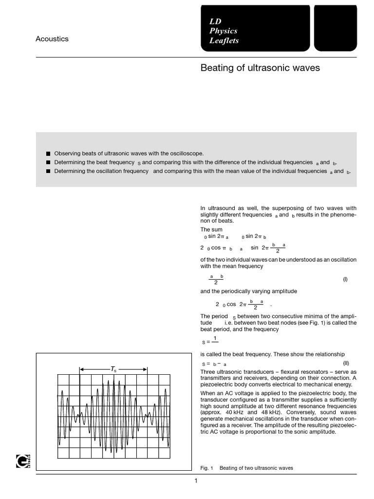 Ultrasonic Wave Beat Frequency Experiment | PDF | Ultrasound | Amplitude