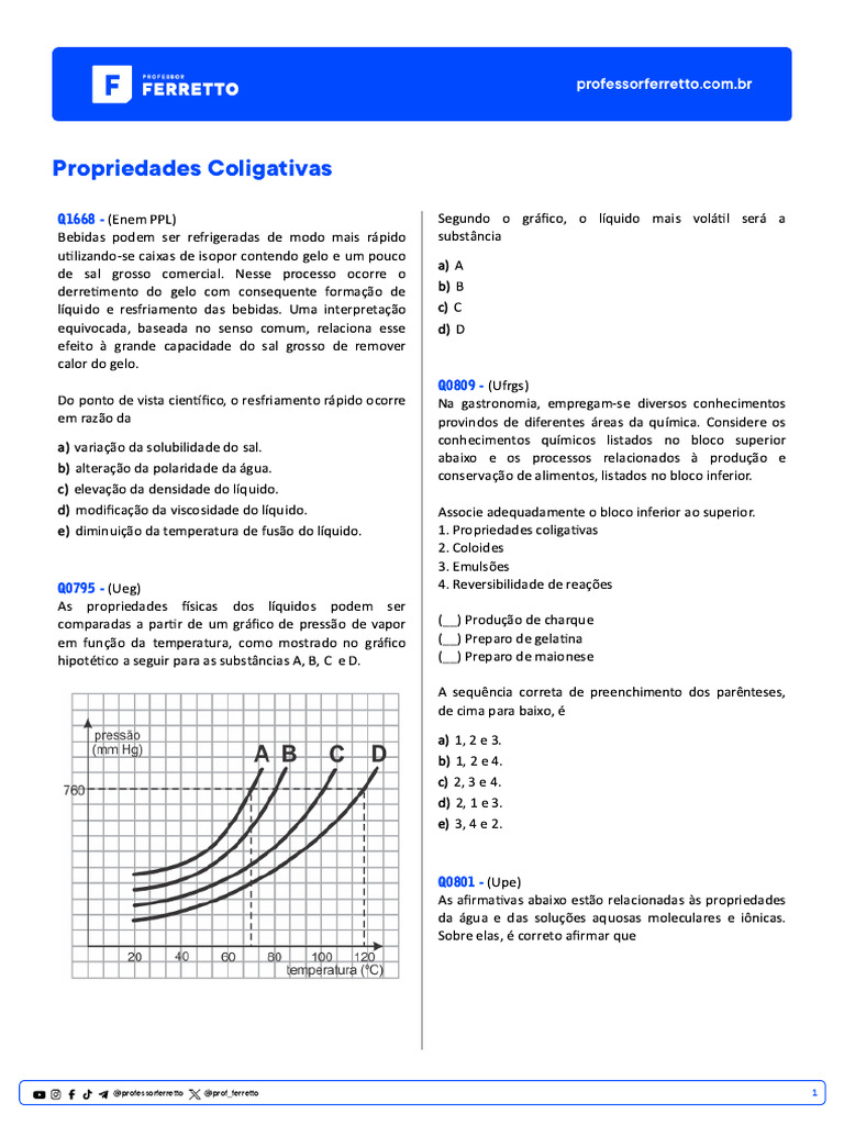 Propriedades Coligativas e Resfriamento | PDF | Osmose | Carbonato de sódio