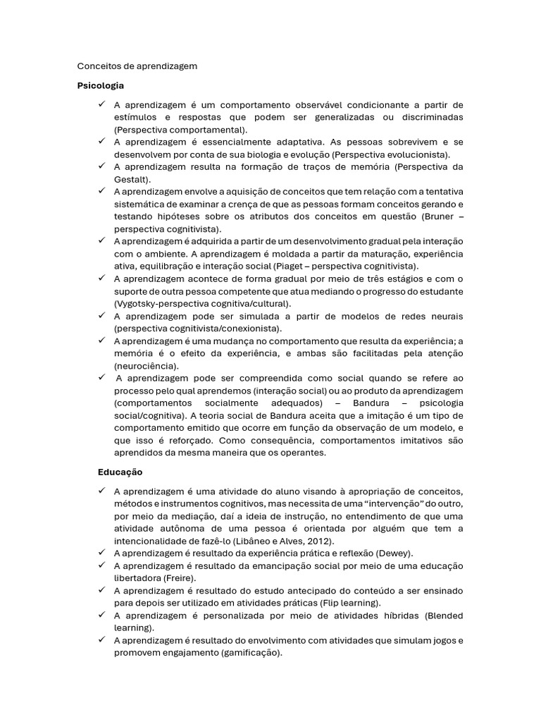 Conceitos Fundamentais de Aprendizagem | PDF | Aprendizado | Comportamento