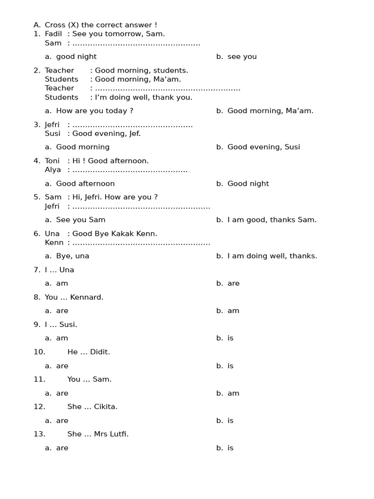 English Greetings and Responses Quiz | PDF