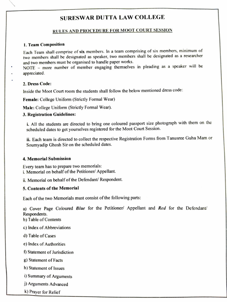 Moot Court Session Rules and Dress Code | PDF | Government | Common Law