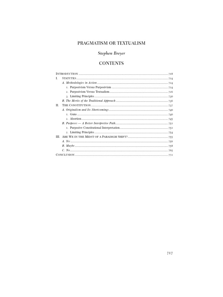 Stephen Breyer - Pragmatism or Textualism | PDF | Stephen Breyer | Food ...