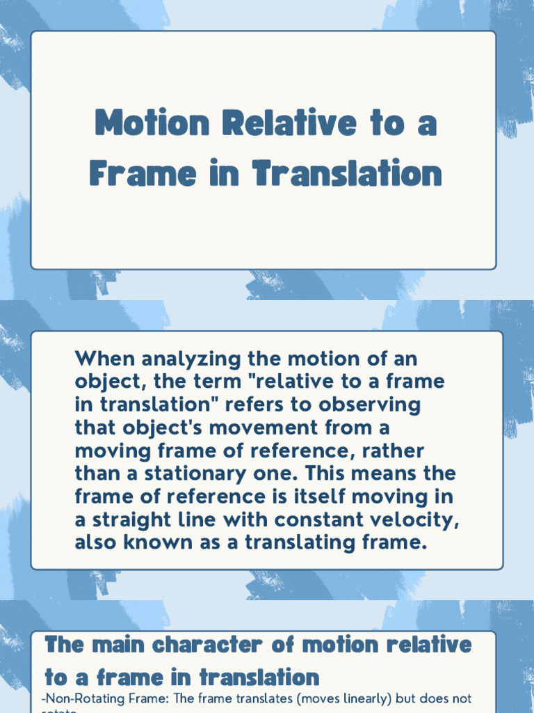 Relative Motion in Translating Frames | PDF | Acceleration | Physical ...