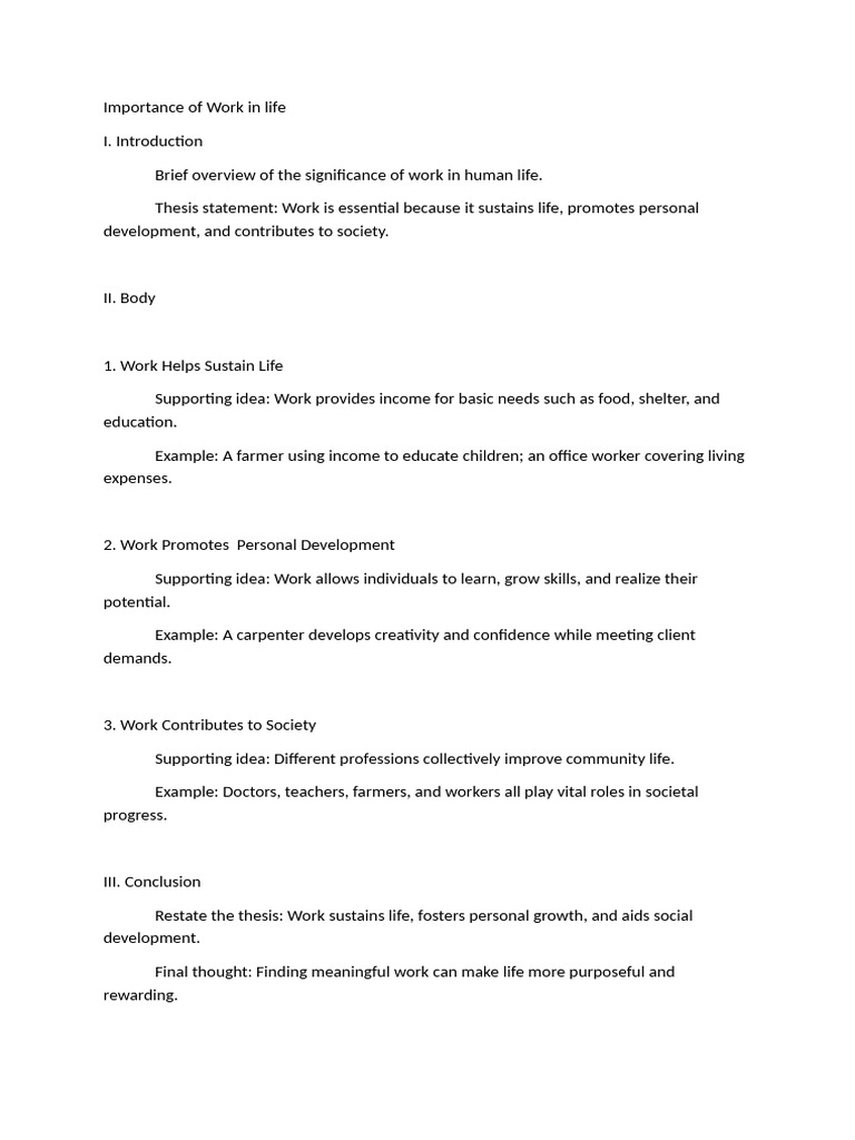 Importance of Work in Life | PDF