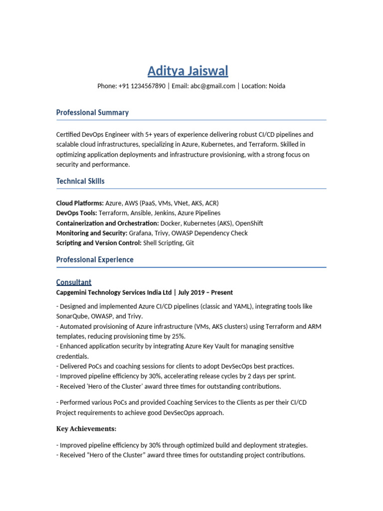 Aditya Jaiswal: DevOps Engineer Profile | PDF | Microsoft Azure | Computing
