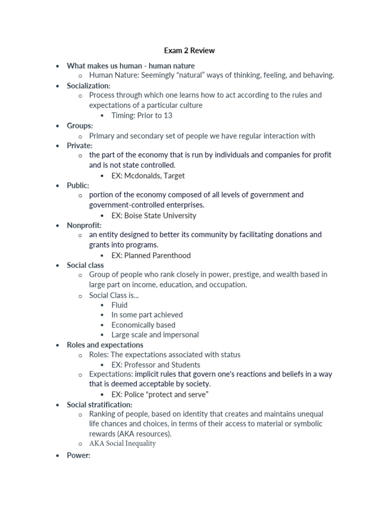 Soc Exam 2 Review | PDF