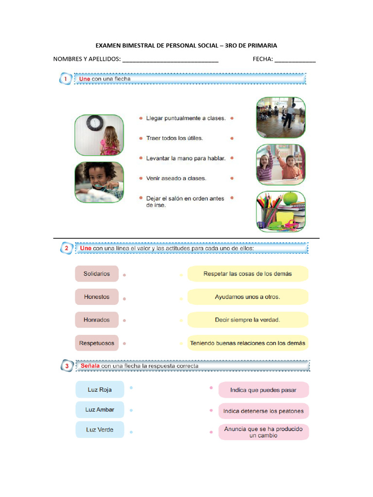 Examen Bimestral de Personal Social | PDF